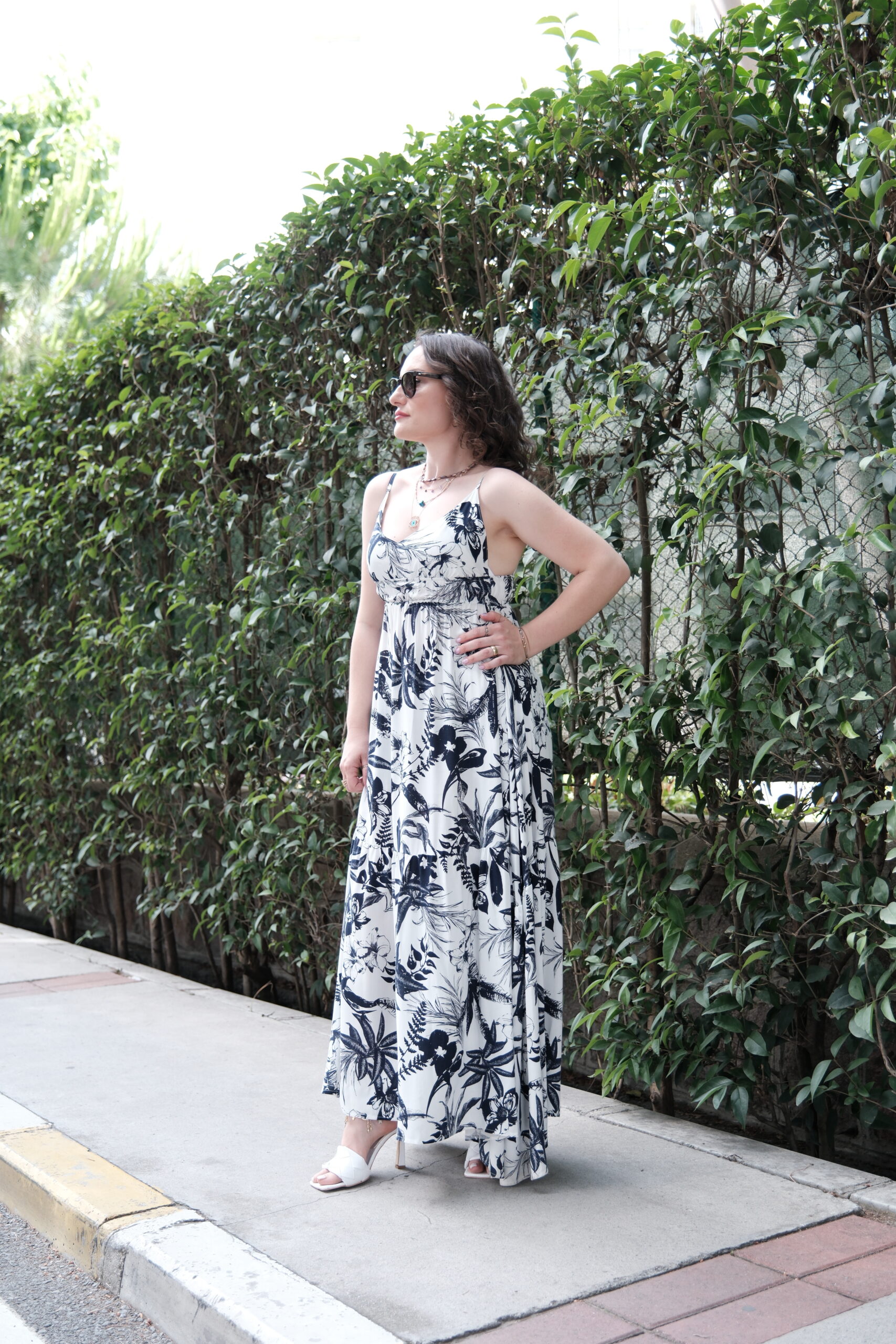 Palm Breeze Mavi Desen Elbise